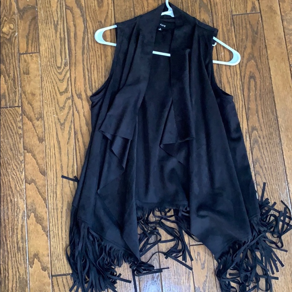 Faux Suede Fringe Vest